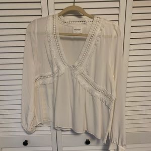 Sezane white silk blouse boho 40